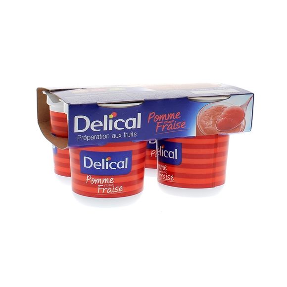 Nutra'pote Dessert mit Früchten Apfel Erdbeere Delical - 4er Pack mit 200g Bechern