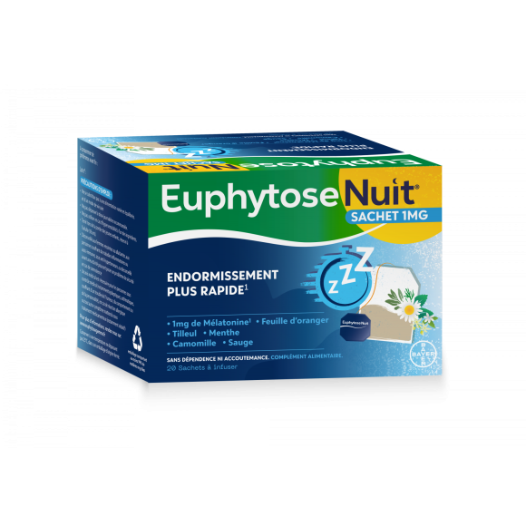 Euphytose Nacht Schlaf Melatonin und Orangenblatt 20 Teebeutel zum Aufbrühen
