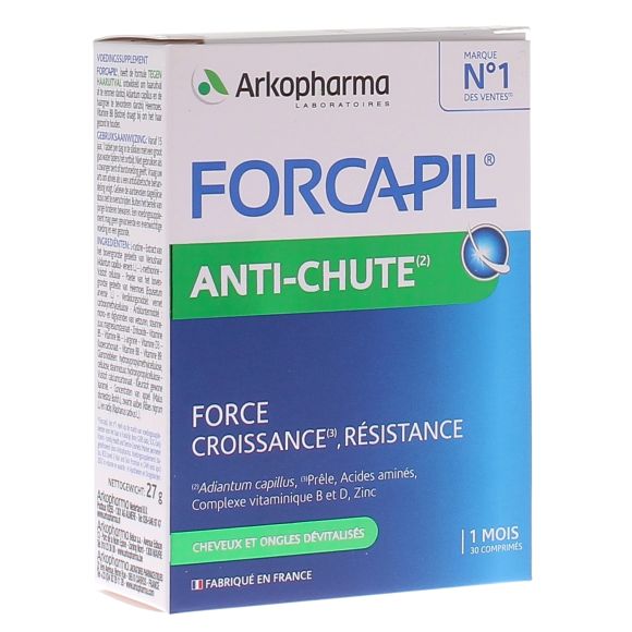 Forcapil Anti-Haarausfall für Haare und Nägel Arkopharma - Packung mit 30 Tabletten