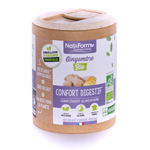 Bio Ingwer Ecoresponsable Nat&Form - Dose von 200 Kapseln