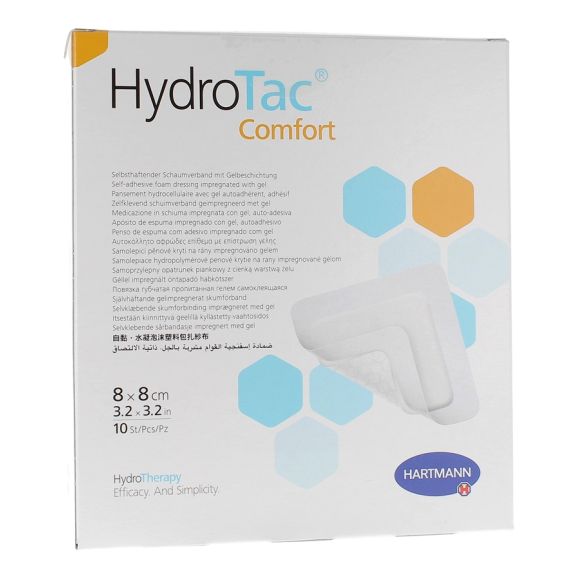 HydroTac Comfort Hydrogel-Verbandmaterial mit selbsthaftendem Gel 8x8cm Hartmann - Schachtel mit 10 Stück