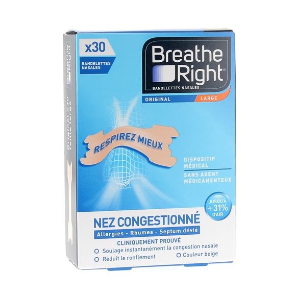 Original Breathe Right Nasenstreifen - Packung mit 30 Streifen