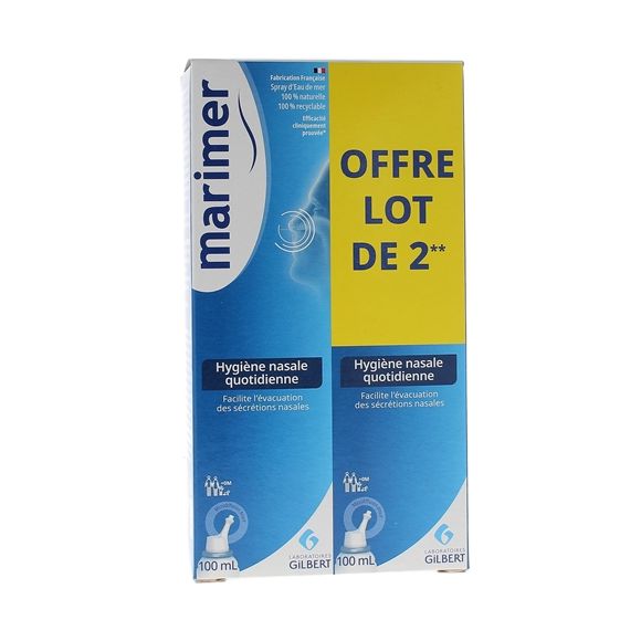 Tägliches Nasenhygienespray Meerwasser 9% Marimer - 2x100ml Packung