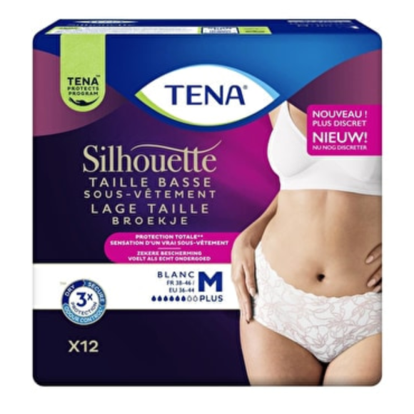 Silhouette Plus Saugeinlagen Größe M niedrig weiß Tena - Packung mit 12 Slips