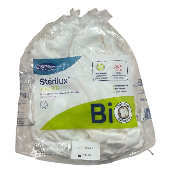 Stérilux Bio-Rechteckige Baumwollpads Hartmann - Packung mit 160 Pads von 7,5x9,5 cm