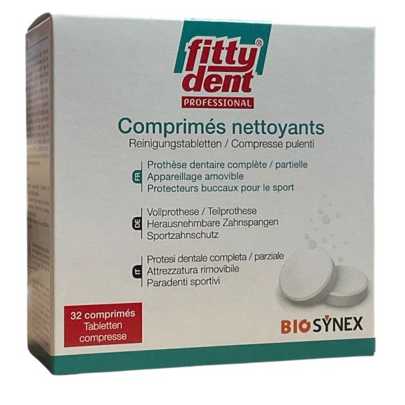 Fittydent Reinigungstabletten Biosynex - Packung mit 32 Tabletten