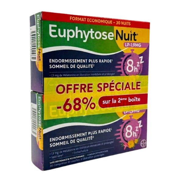 Euphytose Nacht LP 1,9 mg - Packung mit 2 Schachteln zu je 30 Tabletten
