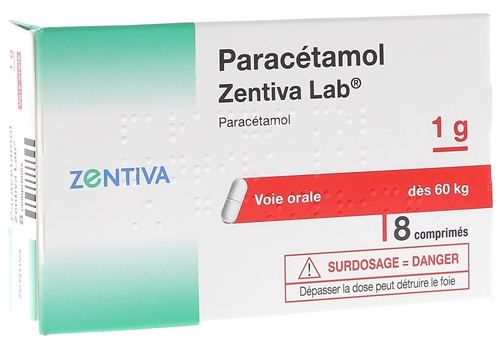 Paracétamol 1000 mg Zentiva Lab - boîte de 8 comprimés