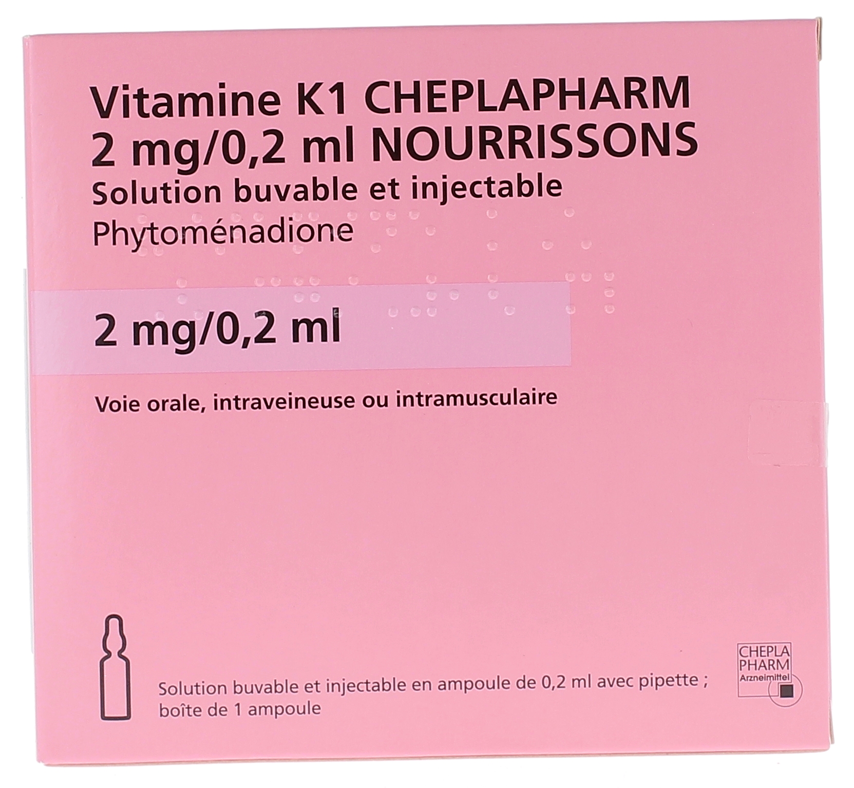 Vitamine K1 Roche 2mg/0,2ml nourrissons boîte d'une ampoule