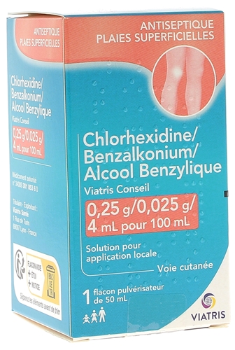 Chlorexidine/Benzalkonium/Alcool Benzylique Viatris - boîte de 100 ml
