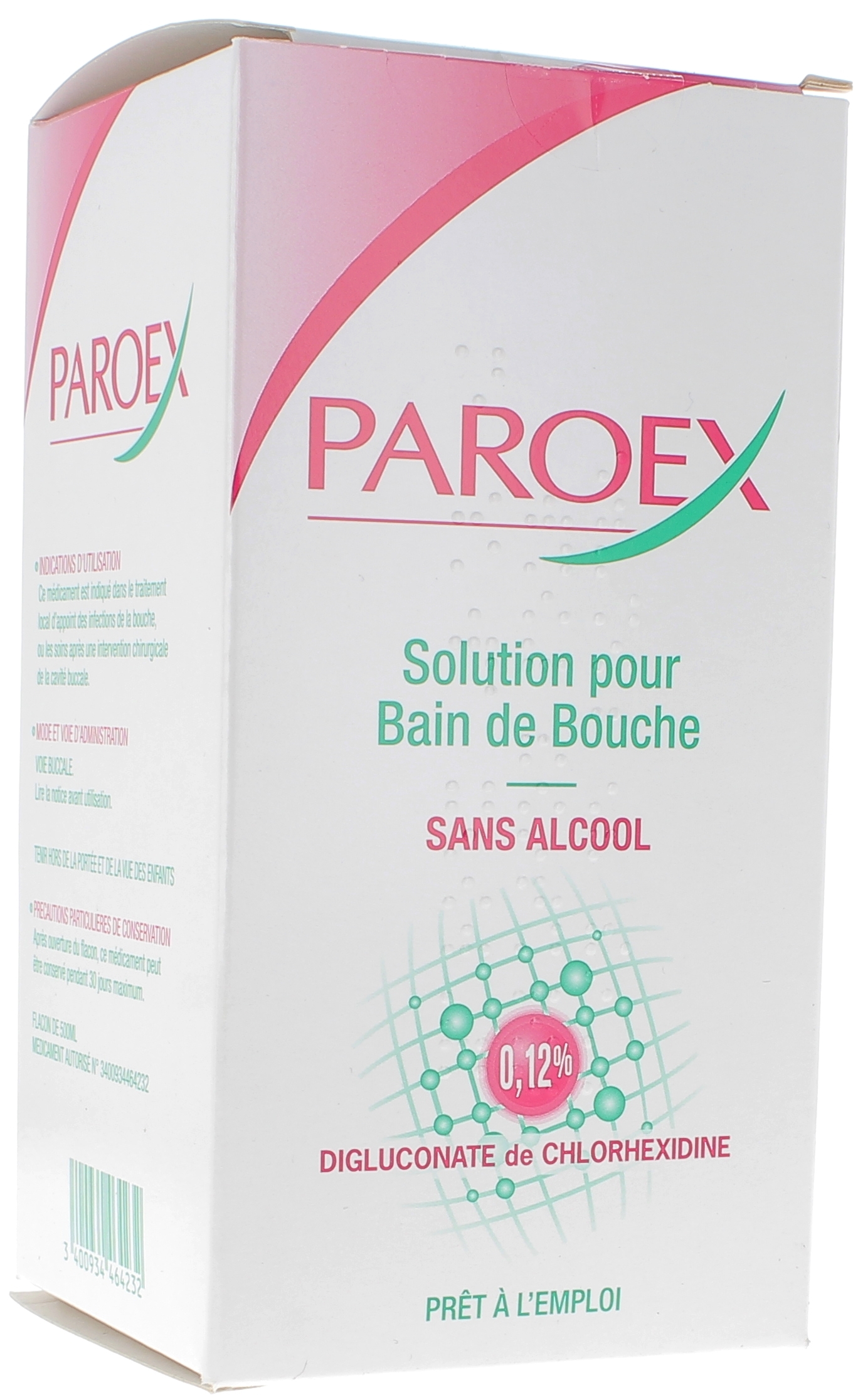 Paroex solution pour bain de bouche sans alcool infection buccable