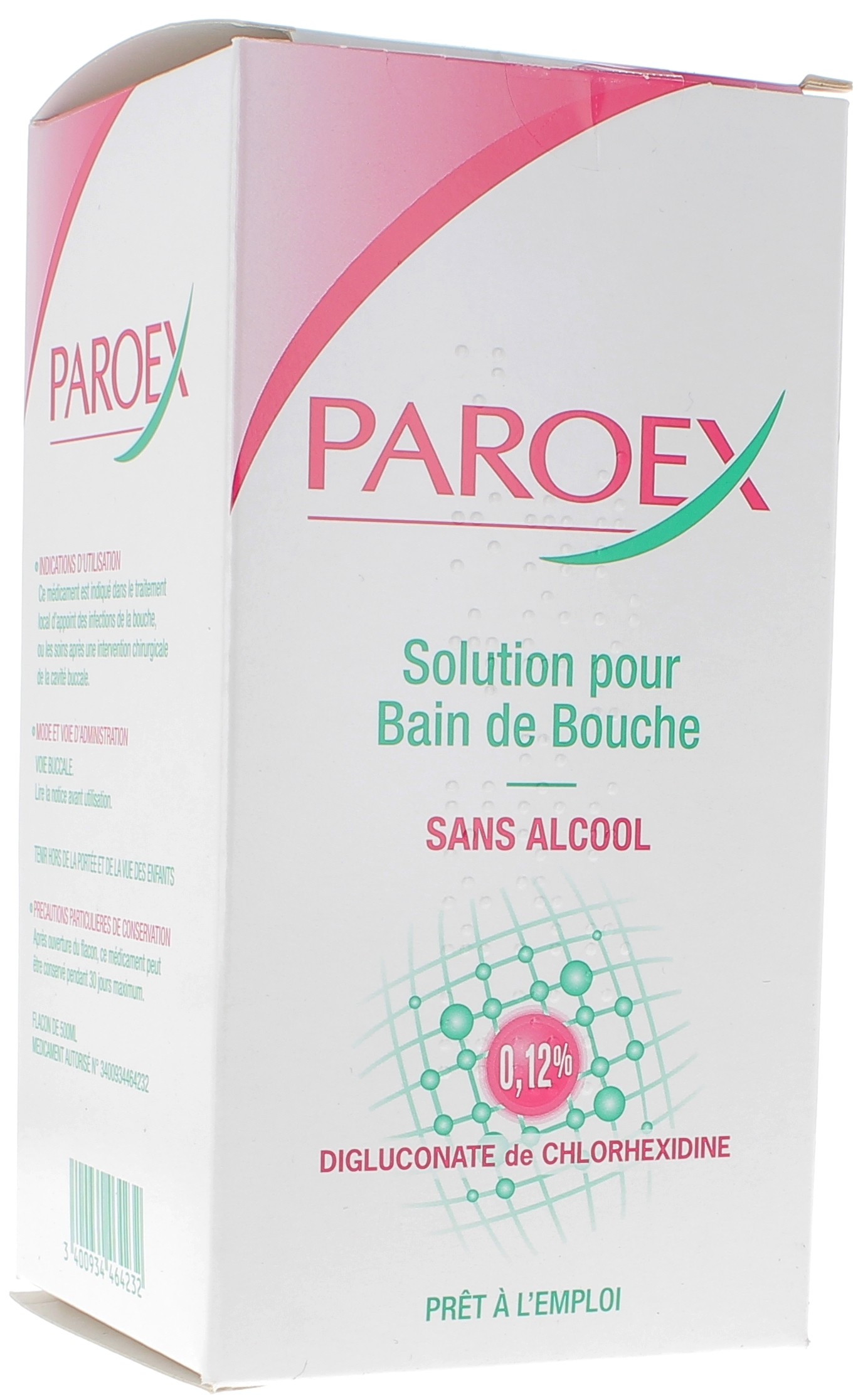 Paroex solution pour bain de bouche sans alcool - flacon de 500ml