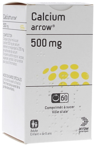 Calcium 500 mg Arrow - boîte de 60 comprimés à sucer