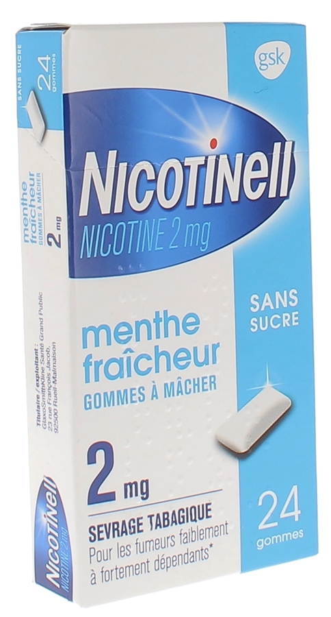 Nicotinell Menthe Fraîcheur 2 mg Gommes à Mâcher Sans Sucre - boîte de 24 gommes