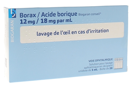 Borax / Acide borique Biogaran Conseil® lavage ophtalmique - B/20