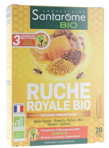 Ruche Royale Bio Défenses Immunitaires Santarôme - boîte de 20 ampoules