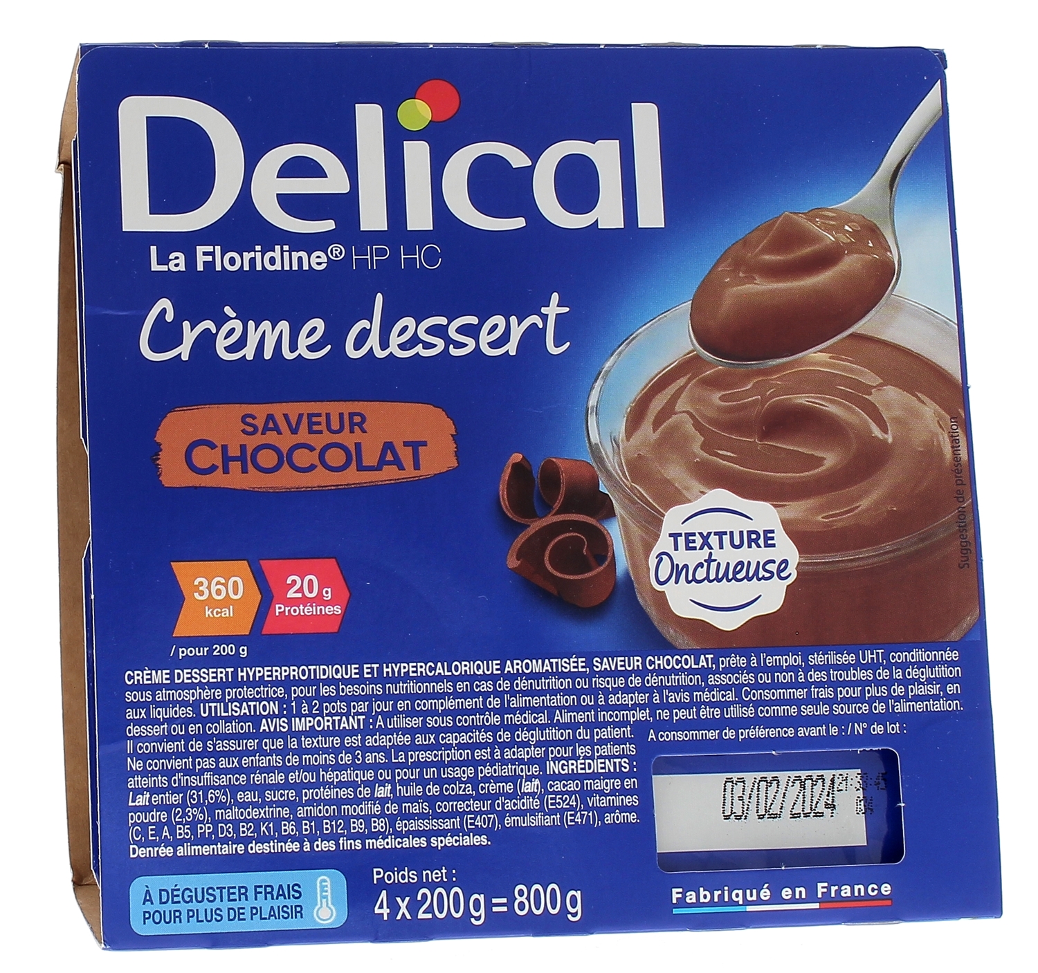 Delical Crème dessert HP/HC La Floridine saveur chocolat - 4 pots de 200g