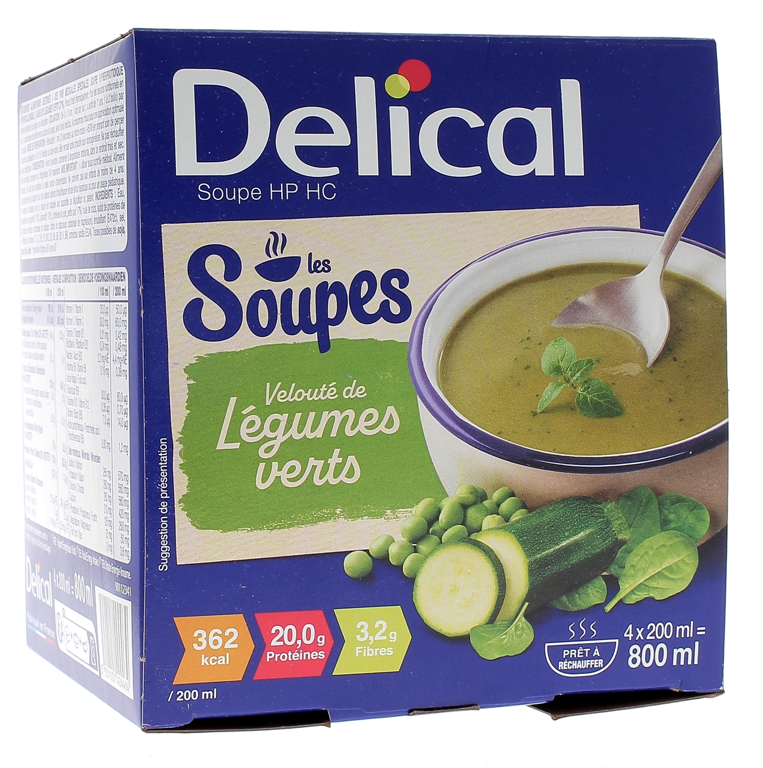Delical Soupe HP/HC Velouté de légumes verts - 4 bols de 200ml