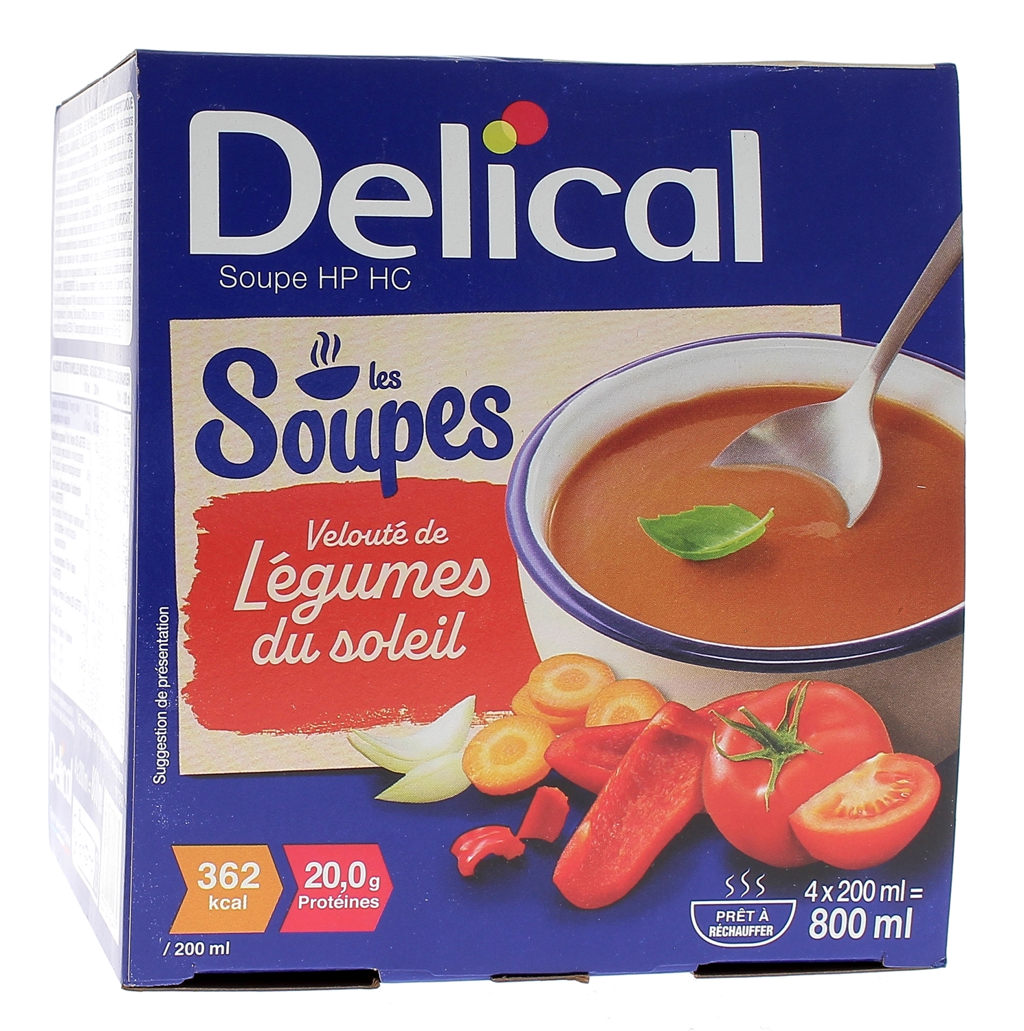 Delical Soupe HP/HC Velouté de légumes du soleil - 4 bols de 200ml
