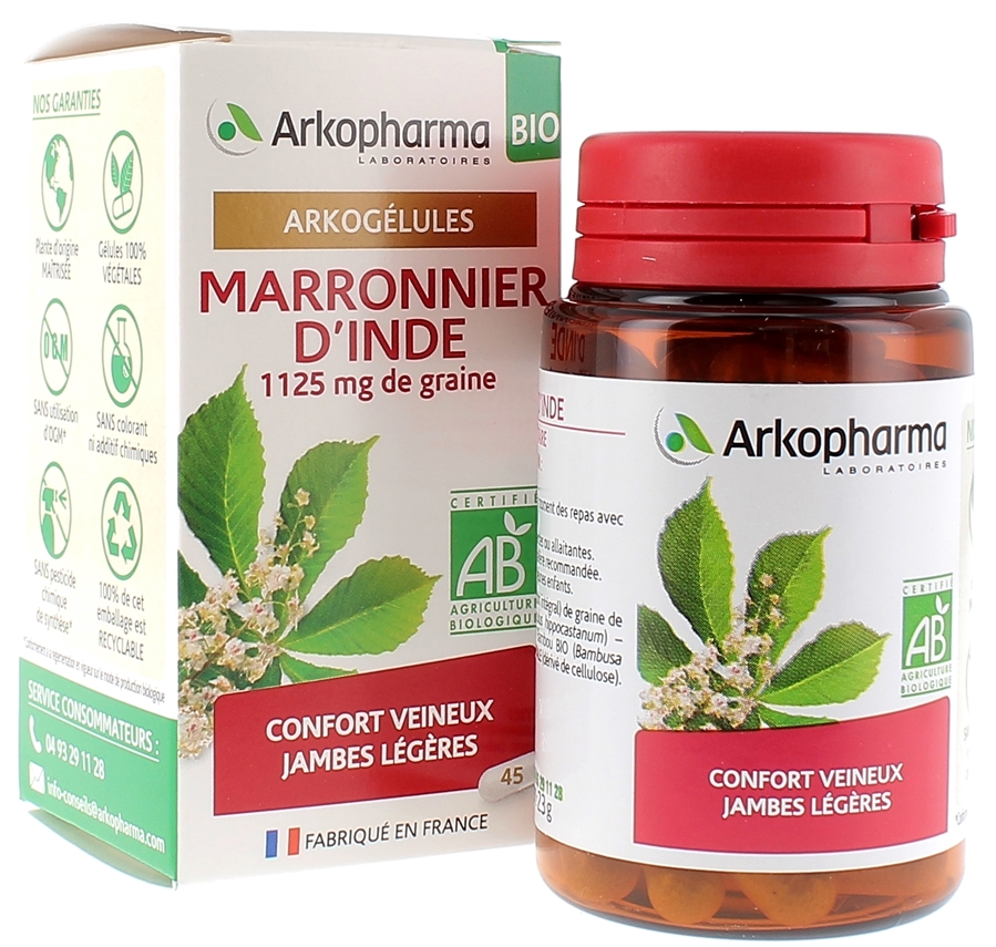 Arkogélules Marronnier d'Inde Arkopharma bio - boîte de 45 gélules