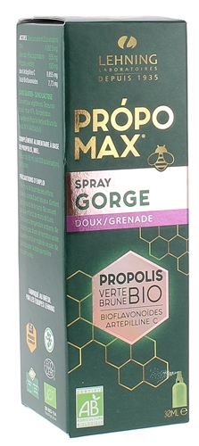 Propomax Spray gorge doux/grenade propolis bio Lehning - spray de 30ml