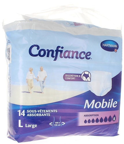 Slip absorption 8 jetable Confiance mobile taille L - 14 sous-vêtements absorbants