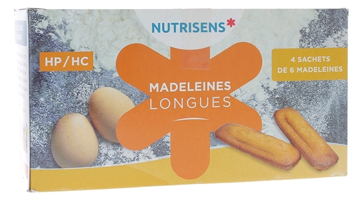 Madeleines longues HP/HC Nutrisens - boîte de 4 sachets de 6 madeleines