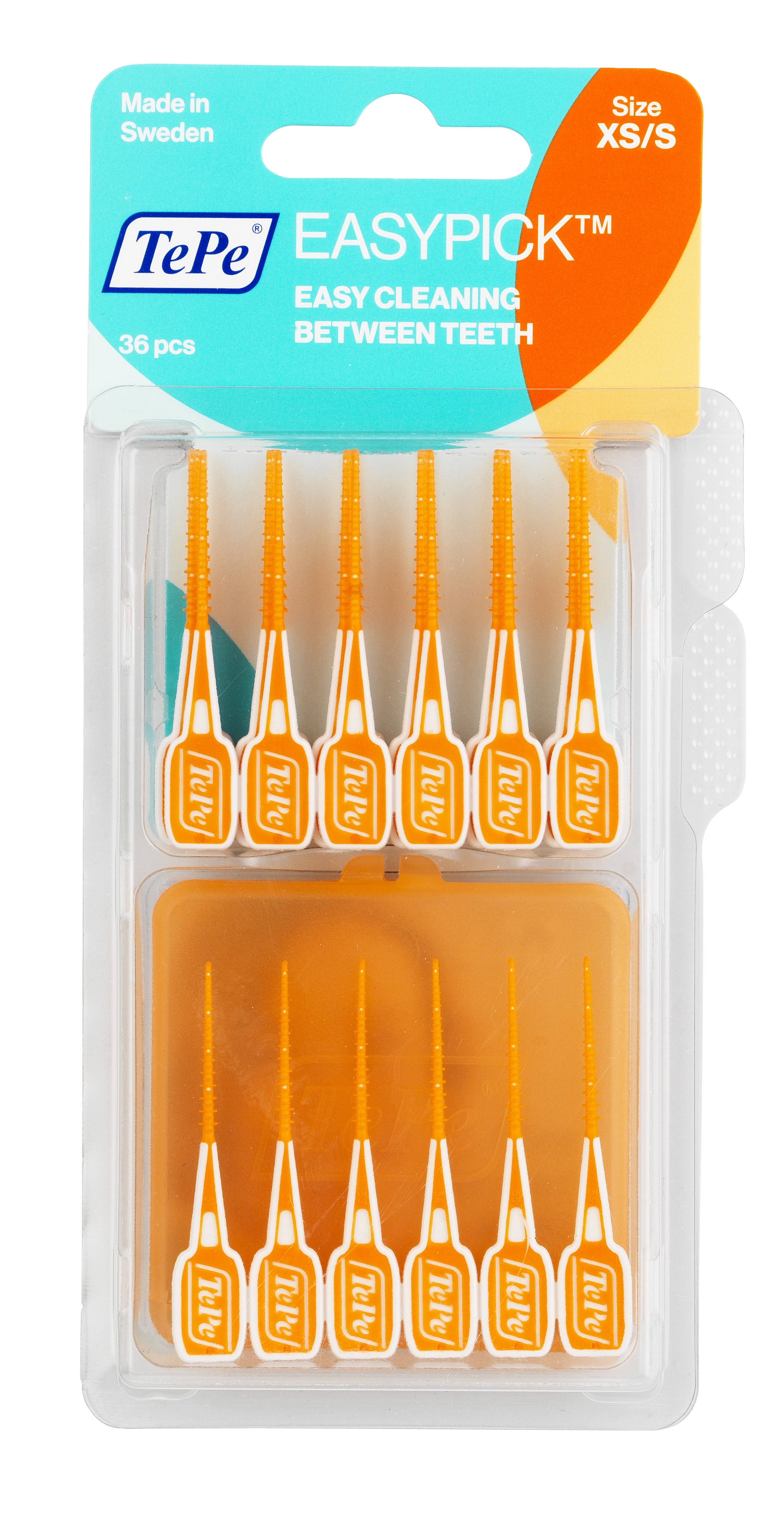 Easy Pick Cure-Dents Silicone Orange XS/S TePe - 36 unités