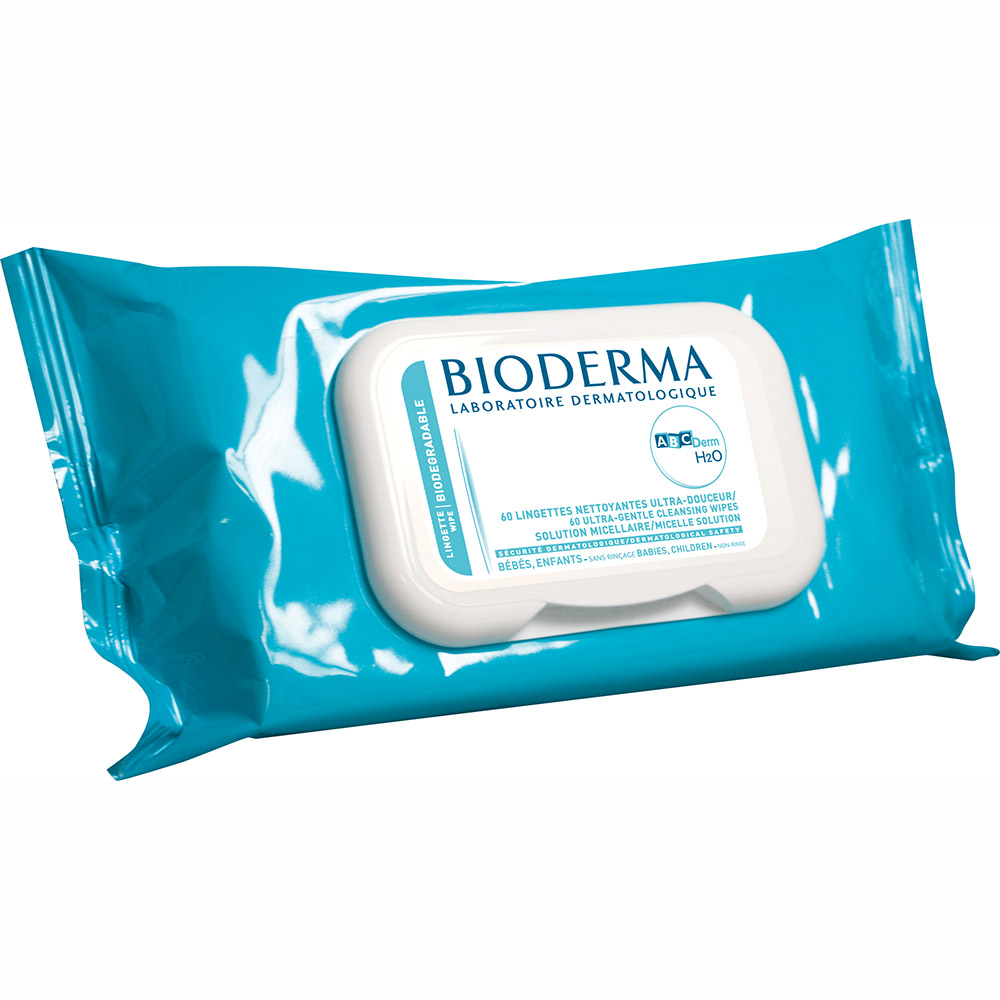 Bioderma : ABCDerm H2O lingettes nettoyantes Bioderma, 60 lingettes