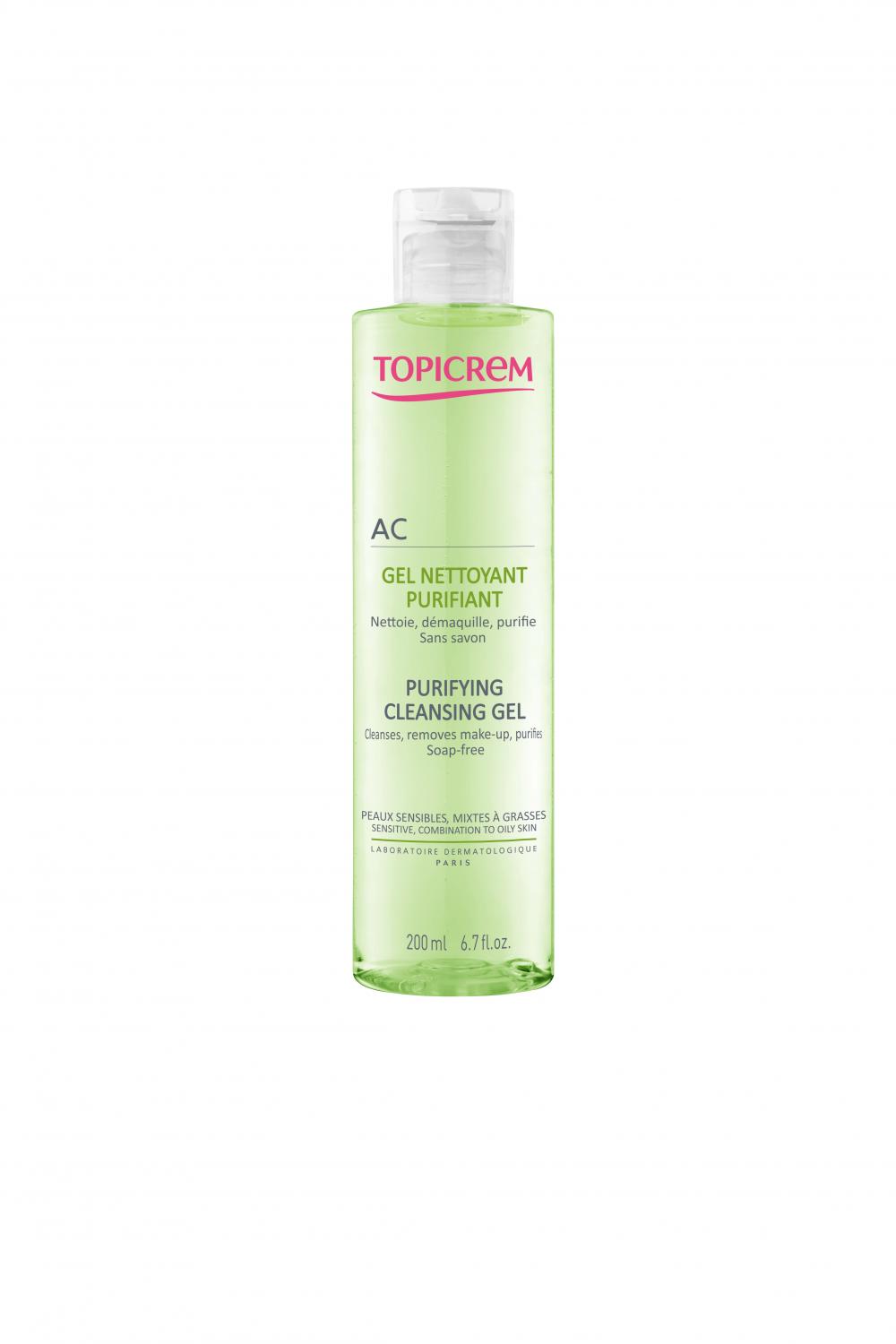 AC Gel nettoyant purifiant Topicrem - flacon pompe de 200 ml