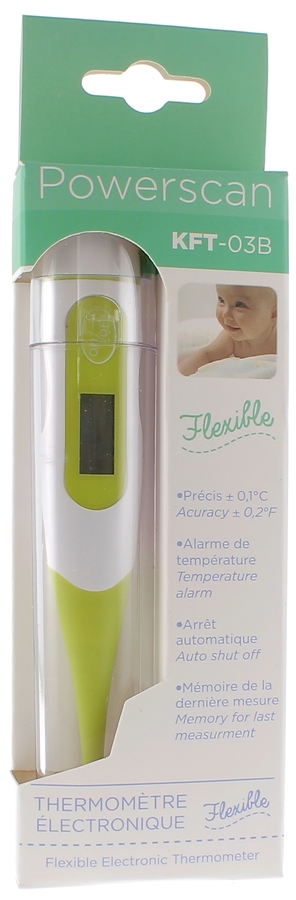 Thermomètre électronique flexible Kft-03B Powerscan - une boite avec un thermomètre