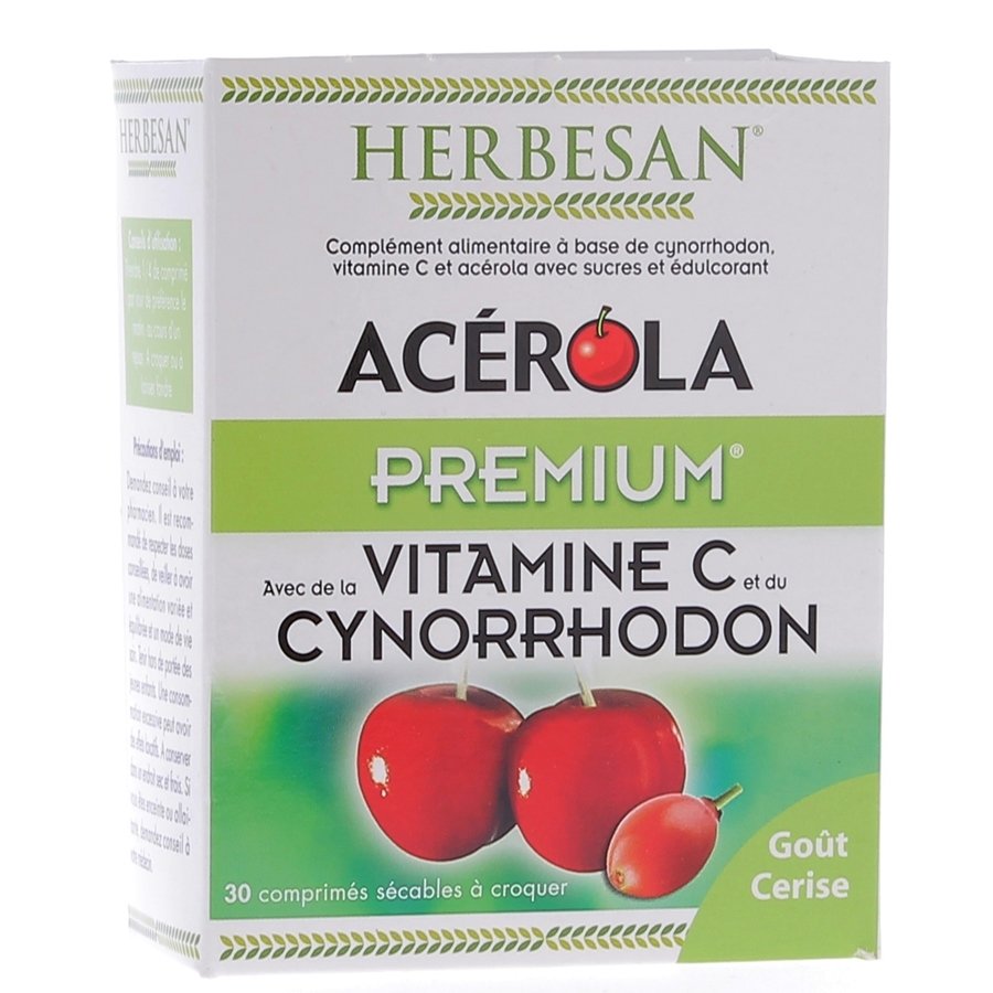 Acérola premium Herbesan - Boite de 30 comprimés à croquer