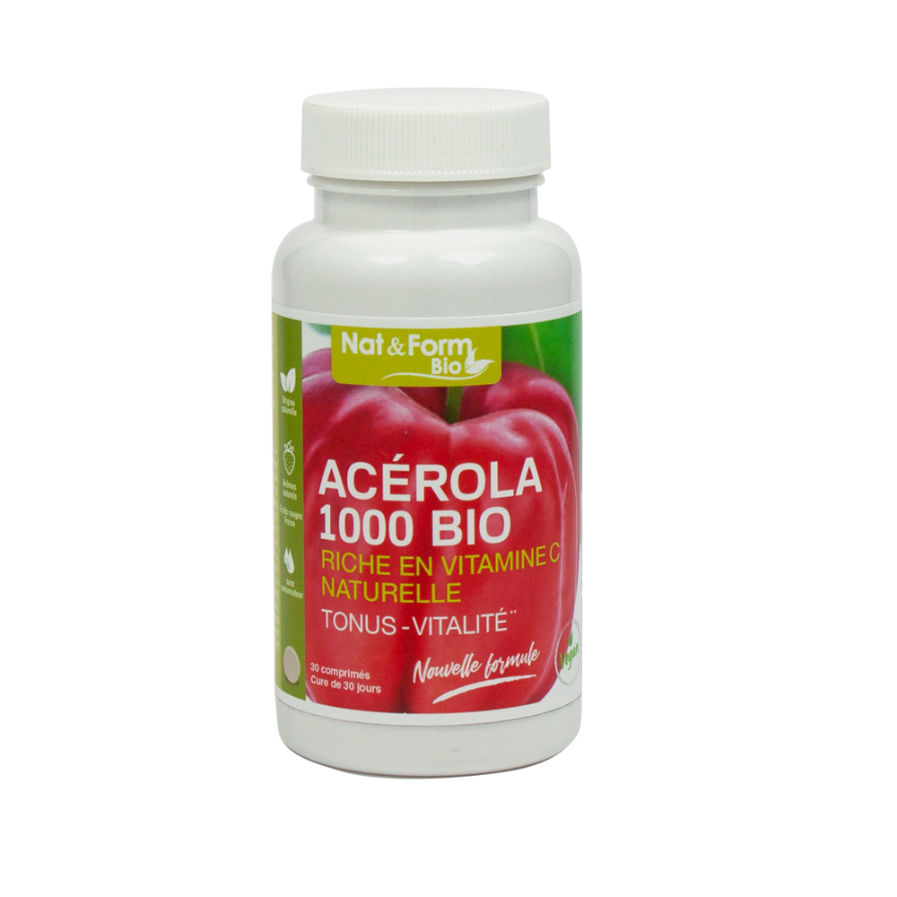 Acérola 1000 bio Nat&Form - 30 comprimés