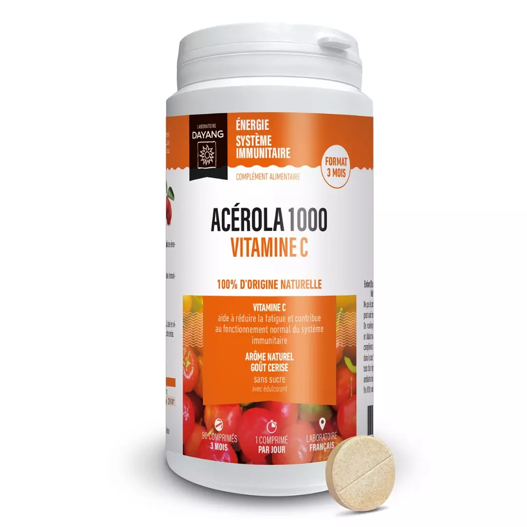 Acérola 1000 vitamine C Dayang - pot de 90 comprimés à croquer