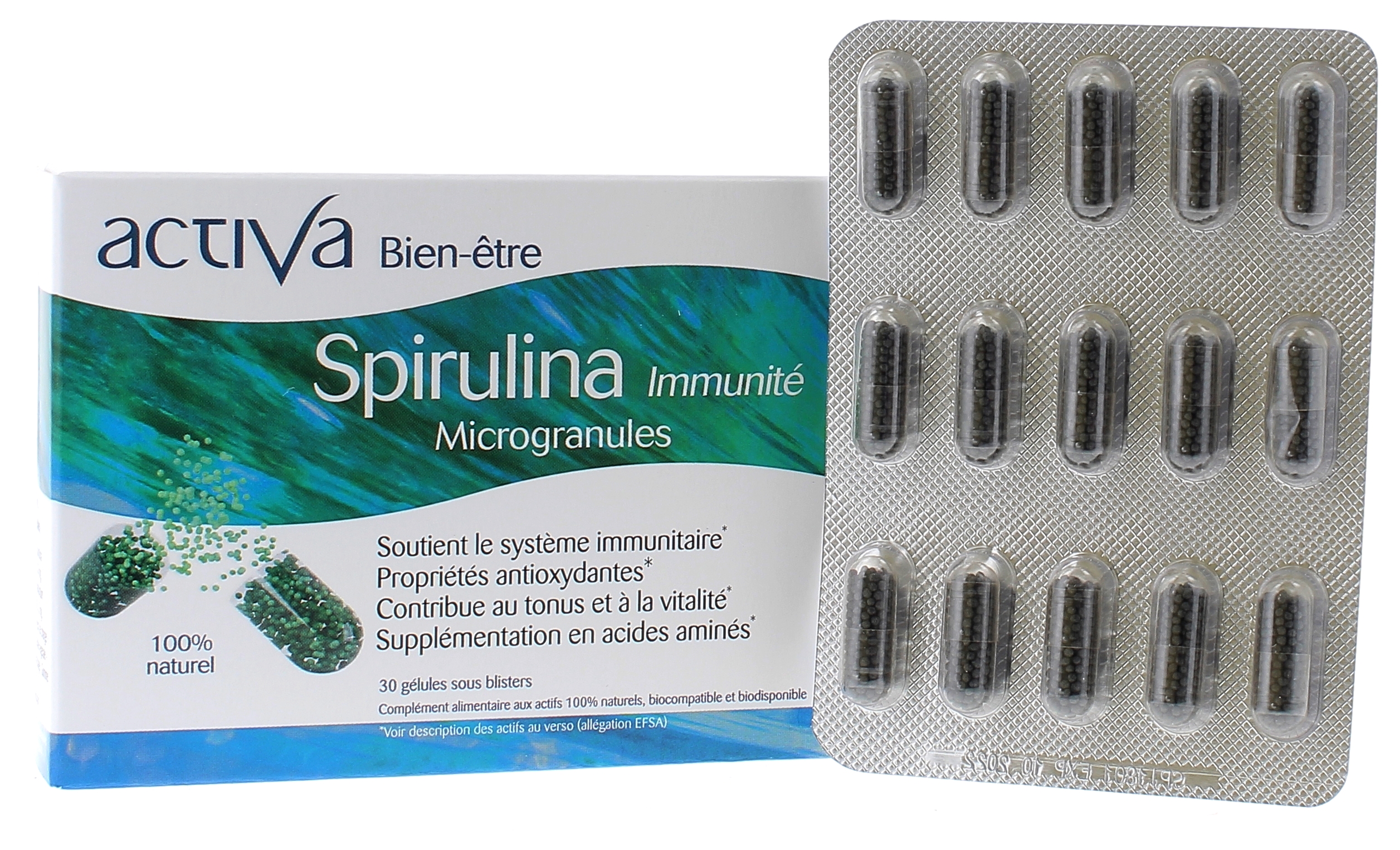 Activa bien-être Spirulina immunité - boîte de 30 gélules