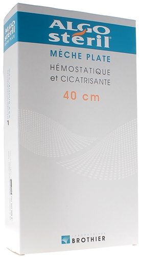 Algostéril Mèche plate hémostatique et cicatrisante Brothier - Boîte de 16 compresses 40 cm