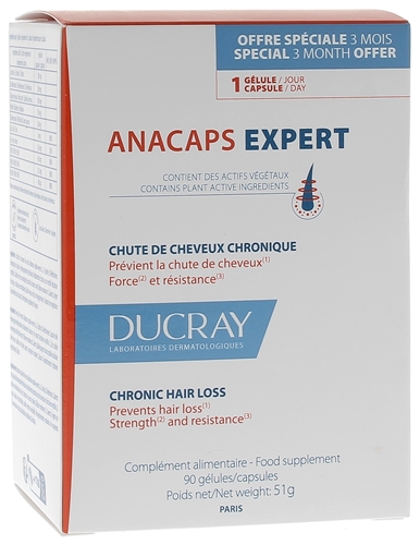 Anacaps Expert Chute de cheveux chronique Ducray - boîte de 90 gélules
