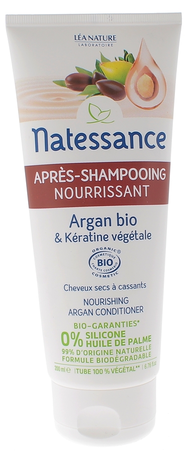Après-shampooing Argan & kératine végétale Natessance - tube de 200 ml