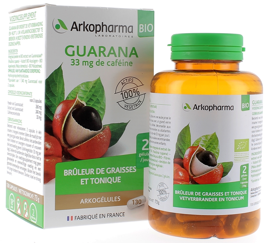 Arkogélules Guarana Brûleur de Graisses et Tonique Arkopharma - boîte de 130 gélules