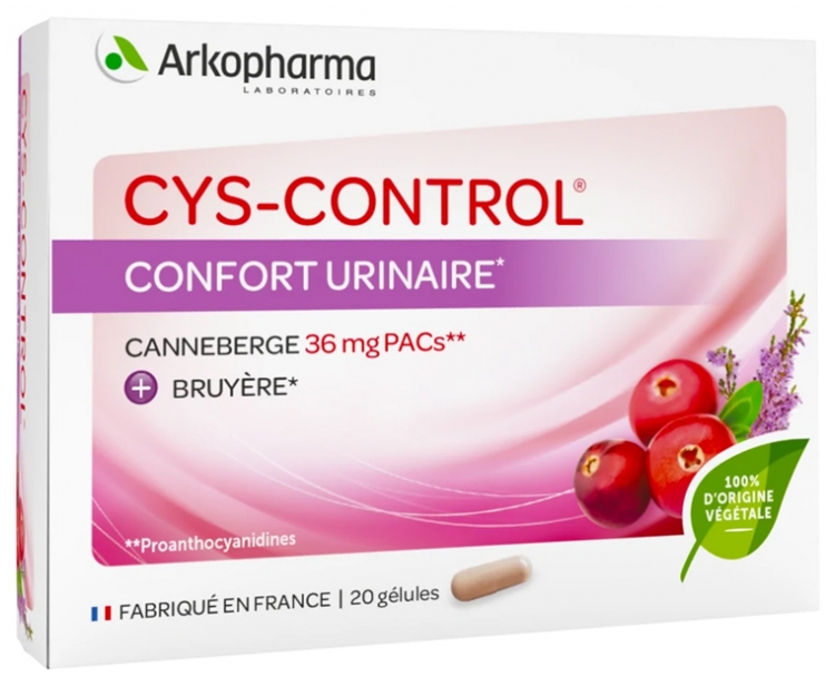 Cys-Control Confort urinaire Arkopharma - boîte de 20 gélules