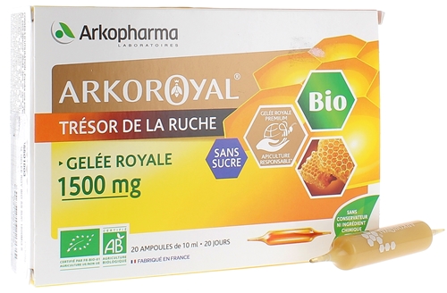 Arkoroyal Gelée royale 1500 mg bio Arkopharma - boîte de 20 ampoules