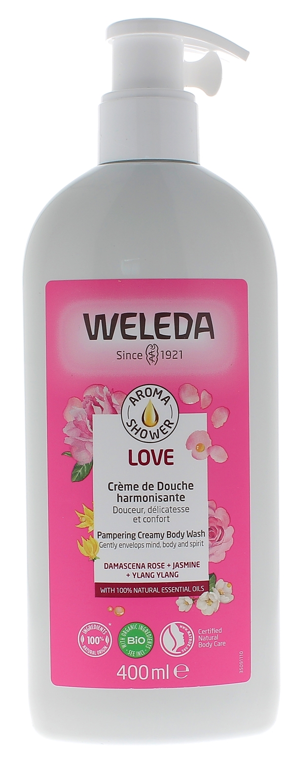 Aroma Shower Love Crème de douche harmonisante Weleda gel douche corps