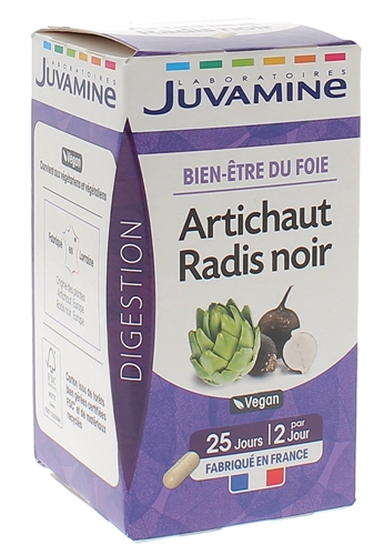 Artichaut Radis Noir Bien-être du foie Juvamine - boîte de 50 gélules