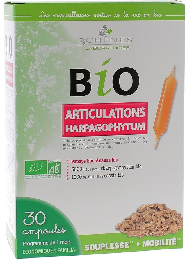 Articulations Harpagophytum Bio Les 3 Chênes - boîte de 30 ampoules