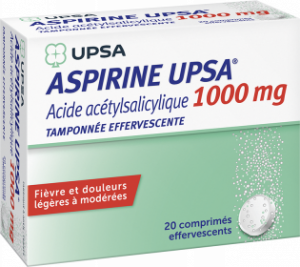 Aspirine UPSA tamponnée effervescente 1000mg comprimé effervescent - boîte de 20 comprimés