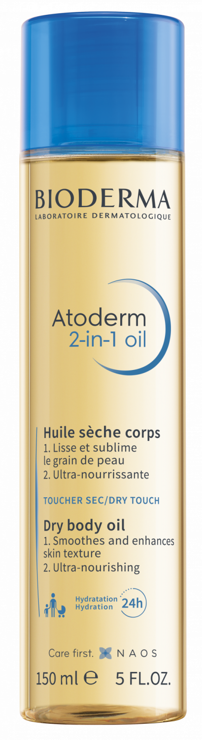 Atoderm 2-in-1 oil huile sèche corps Bioderma - flacon de 150 ml