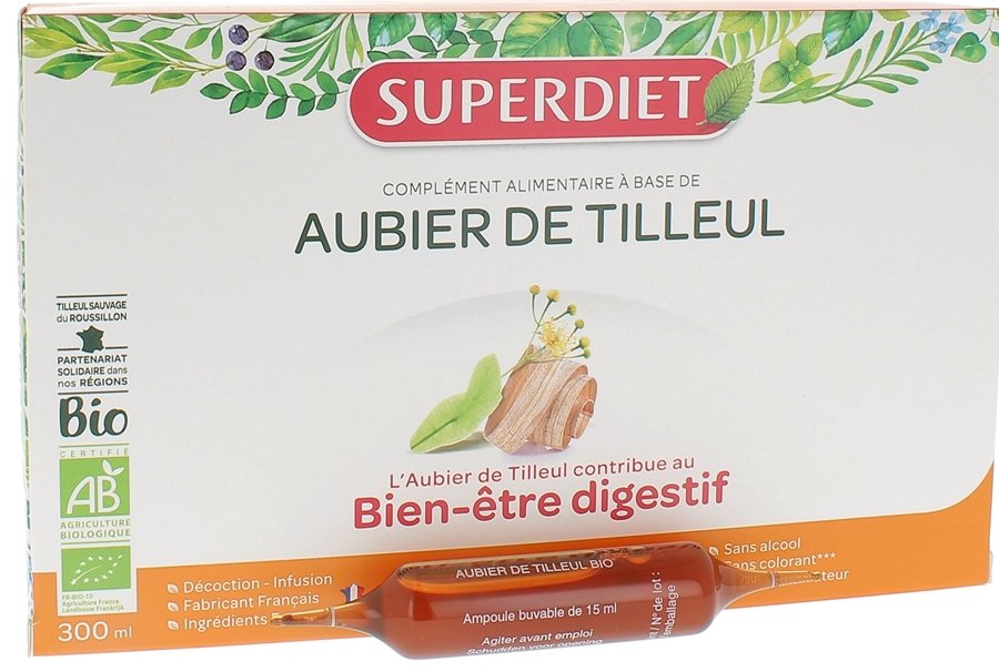 Aubier de tilleul Bio Super Diet - 20 ampoules de 15 ml