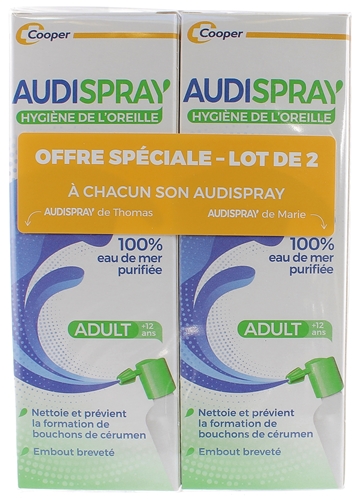 Audispray adultes hygiène de l'oreille - lot de 2 sprays auriculaires de 50 ml