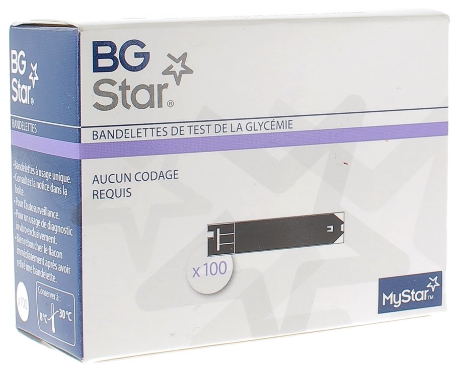 BGStar Bandelettes de Test de la Glycémie Sanofi - boîte de 100 bandelettes