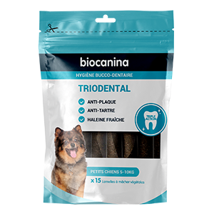 Triodental lamelle à mâcher petits chiens 5-10kg Biocanina - sachet de 15 lamelles à mâcher végétales